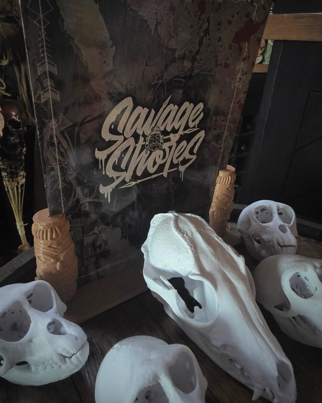 Where the spirits of the jungle meet the skulls of the wild—tiki vibes with a twist of ancient mystery.